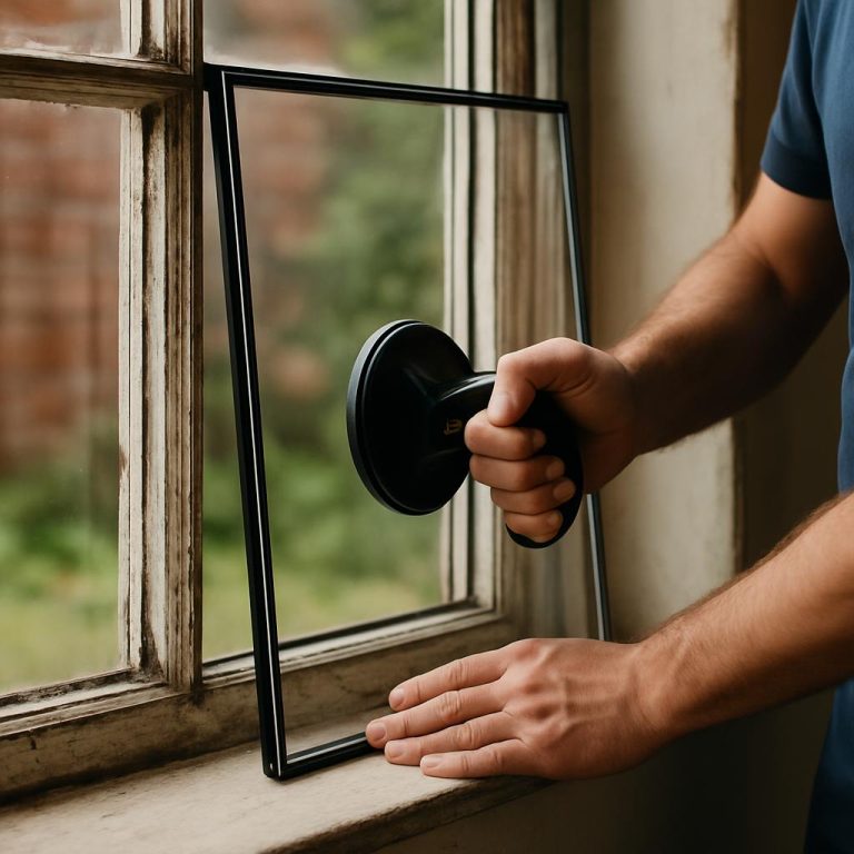 Un artisan installe du double vitrage sur des fenêtres anciennes, sans les altérer